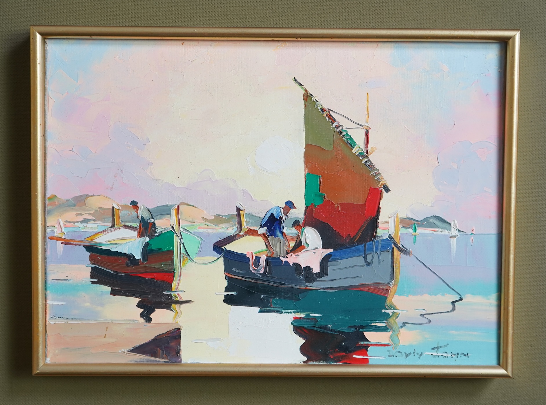 Cecil Rochfort D'Oyly John, 1906-1993, 'Dawn Fishermen off French Coast at Cap D’Antibes'